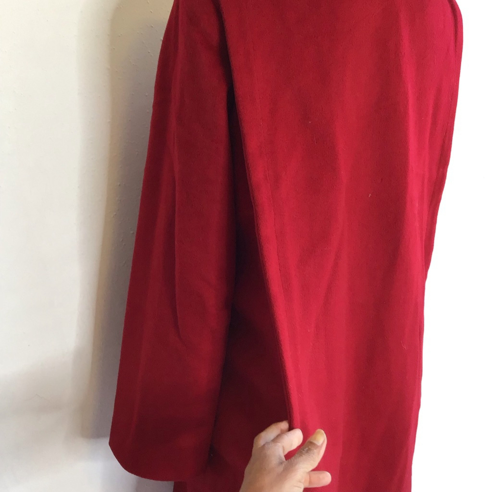 Ferncroft Women Elegant Deep Apple Red Double Breasted Warm Pea Coat M - Picture 4 of 10